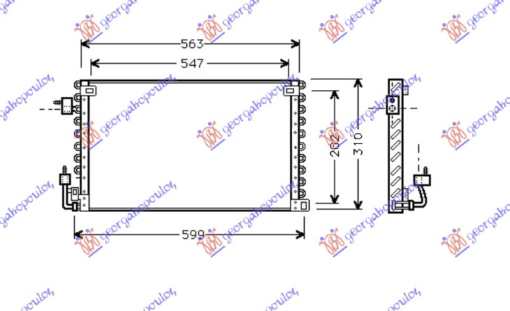 Peugeot 106 96-03 HLADNJAK A/C (54x31.3x2.5)