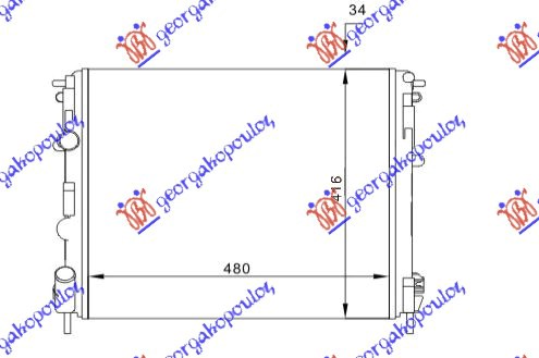 Renault symbol 2008-2013 HLADNJAK MOTORA BENZIN/DIZEL (48x41) BEZ PUMPE (NISSENS)