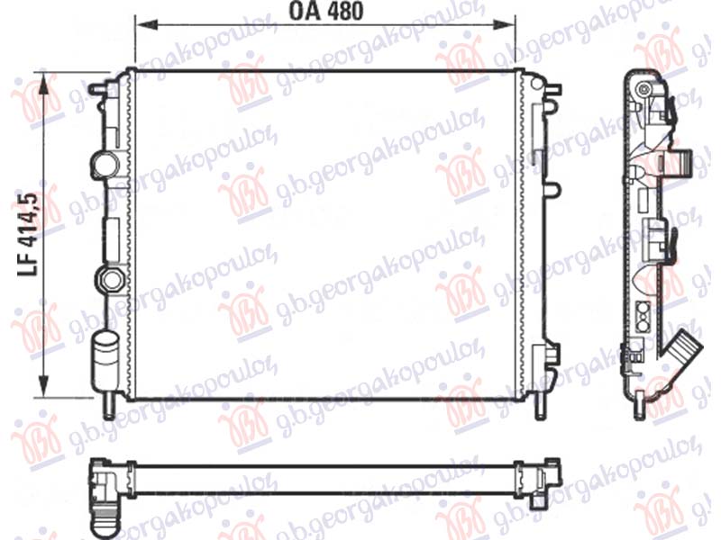 Renault clio ii/campus/thalia 2001-2006 (bb/cb) HLADNJAK MOTORA BENZIN/DIZEL (48x41) SA PUMPOM (NISSENS)