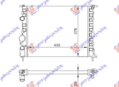 Renault clio 98-01 HLADNJAK MOTORA BENZIN (-AC) (43x38) BEZ PUMPE