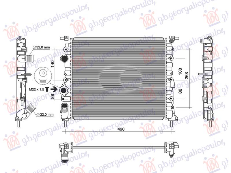 Dacia logan-mcv/p.up/van i 2005-2012 (ks/ls/us) HLADNJAK MOTORA BENZIN (-AC) (430x380) BEZ PUMPE (NRF)