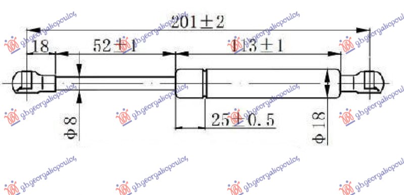 Vw new beetle 98-11 AMORTIZER GEPEK VRATA (CABRIO) (201L-250N)