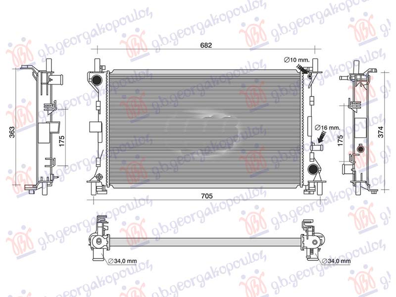 Ford focus 1998-2004 (dnw/dfw) HLADNJAK MOTORA 2.0 BENZIN - 1.8 DIZEL TDCi (+/-AC) (600x350) (NRF)