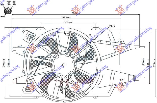 Ford focus 98-04 VENTILATOR KOMPLET JEDAN +A/C (4 KABLA)