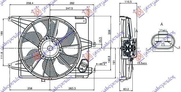 Dacia sandero 08-12 VENTILATOR KOMPL.1.4-1.6 BENZ(38cm)