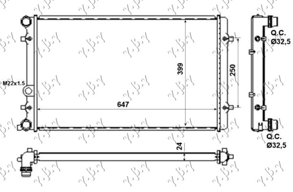 Seat toledo 1999-2004 (1m2) HLADNJAK MOTORA ZA SVE MODELSE BENZIN/DIZEL (MAN/AUTO) (+/-AC) (65x41.5) (VALEO)