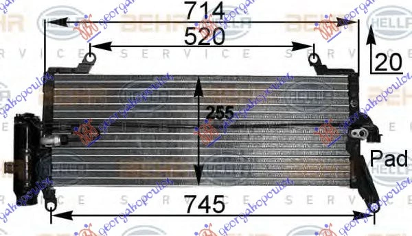 LANCIA Y 96-03 HLADNJAK KLIME 1.1i/1.2i 8V/1.4i 16V (714x255)