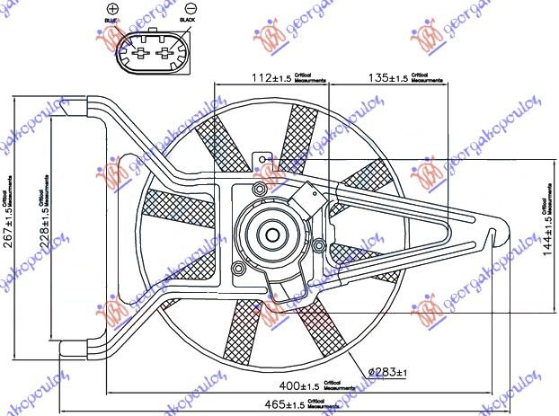 Citroen saxo 99-04 VENTILATOR HLADNJAKA KOMPLET (BENZIN) (-AC)