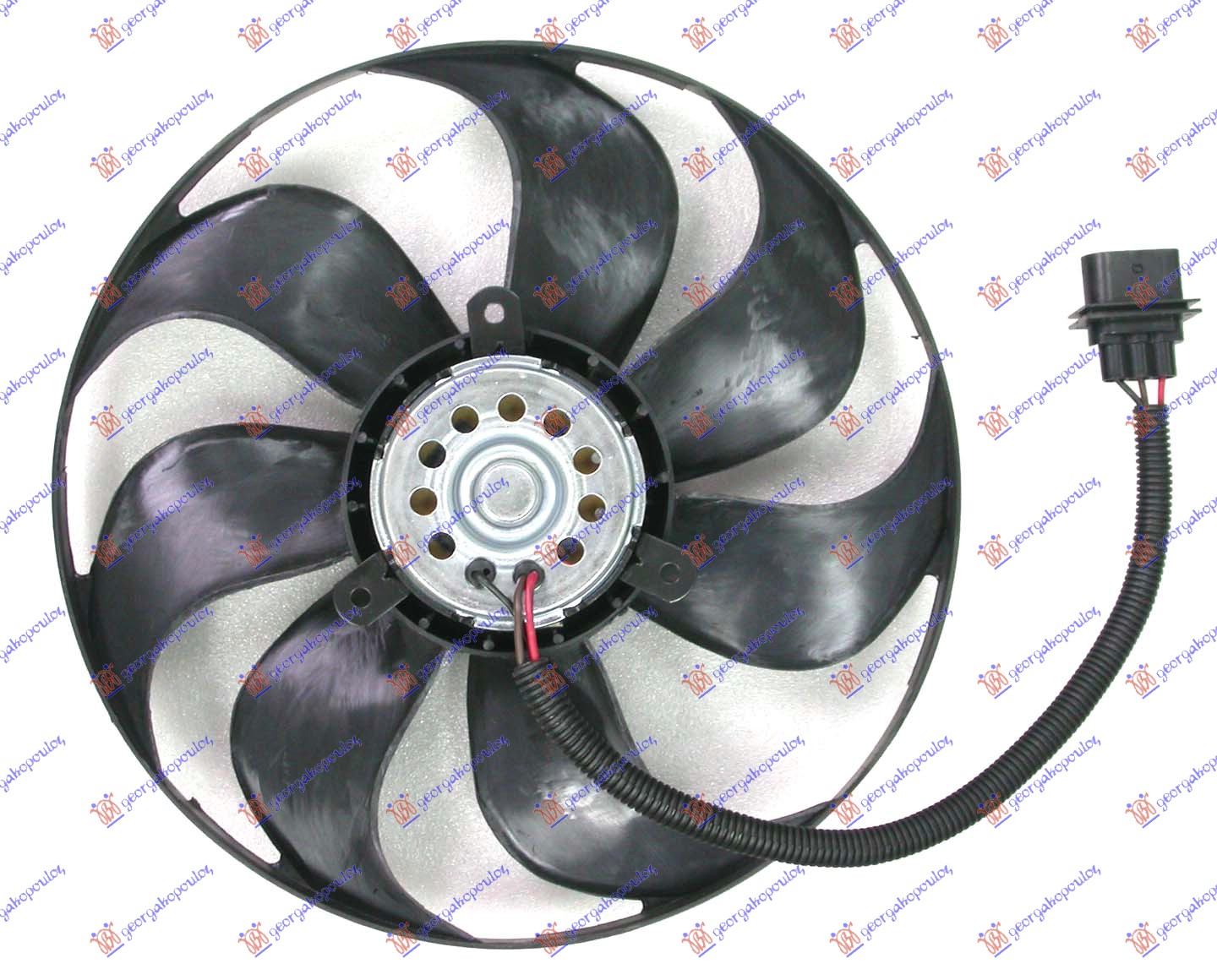 Vw polo 2002-2005 (9n2) VENTILATOR HLADNJAKA (MOTOR+ELISA) (345mm) (250/60w) (3 PIN)