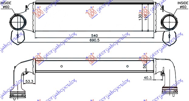 Bmw x3 (e83) 07-11 HLADNJAK INTERKULERA 2.0 TD 03-06 (54x130x50) (62/62)