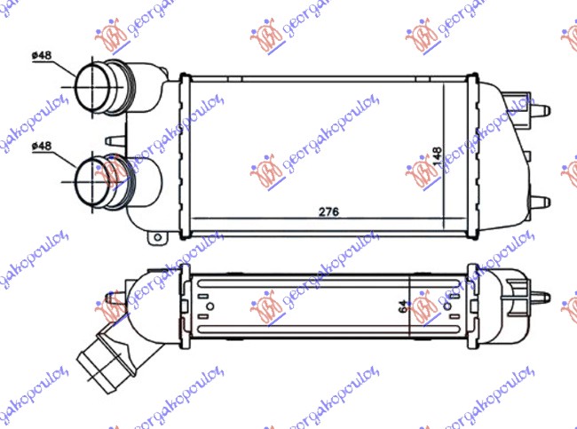 Citroen c3 02-10 HLADNJAK INTERKULERA 1.6 HDi DIZEL (275x150x64) -06