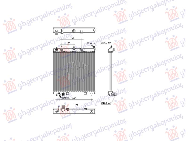Citroen c2 2008-2010 (jm) HLADNJAK MOTORA 1.4 BENZIN (AUTO) (380x390) (NRF)