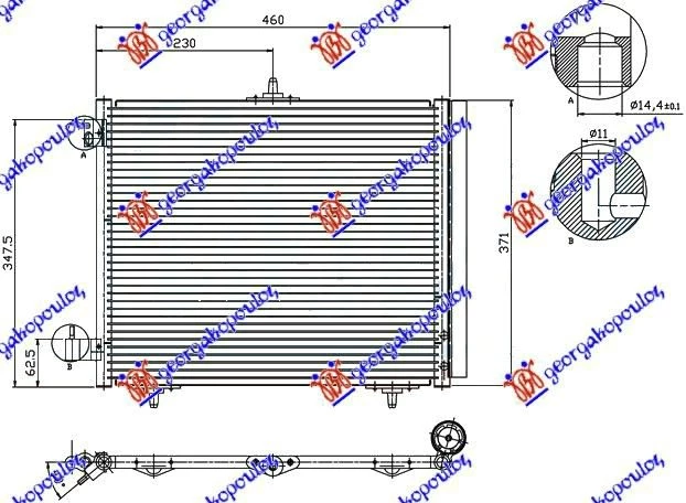 Citroen c3 02-10 HLADNJAK KLIME BENZIN/DIZEL (42x37) 05- 3 NOSACA