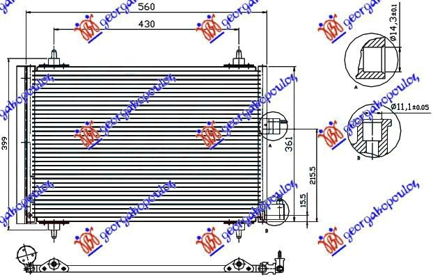 Citroen xsara picasso 99-07 HLADNJAK KLIME BENZIN - 1.9/2.0 DIZEL (52x36x1.6)