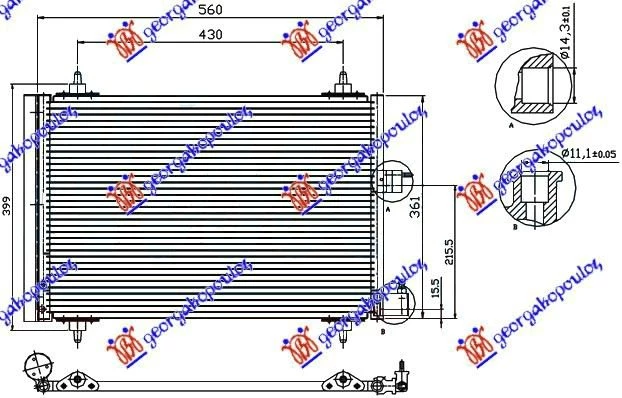 Citroen xsara 00-04 HLADNJAK KLIME BENZIN - 1.9/2.0 DIZEL (52x36x1.6)