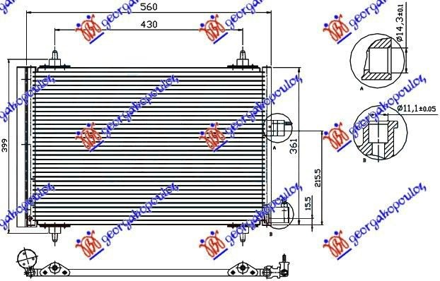 Citroen xsara 2000-2004 (n1/n0/n2) HLADNJAK KLIME BENZIN 1.9/2.0 DIZEL (520x360x16) (NRF)