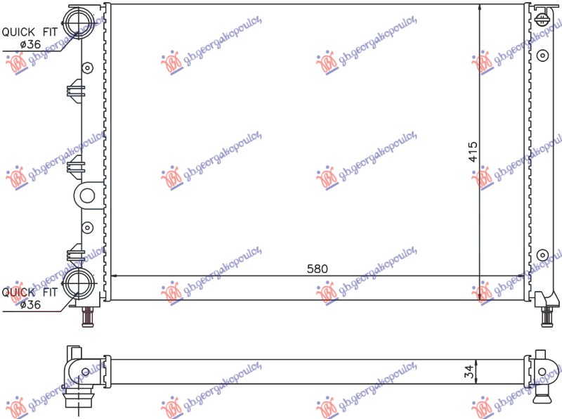 Alfa romeo 147 2000-2010 (937) HLADNJAK MOTORA 1.6 16v TWIN SPARK (580x410x34) (NISSENS)
