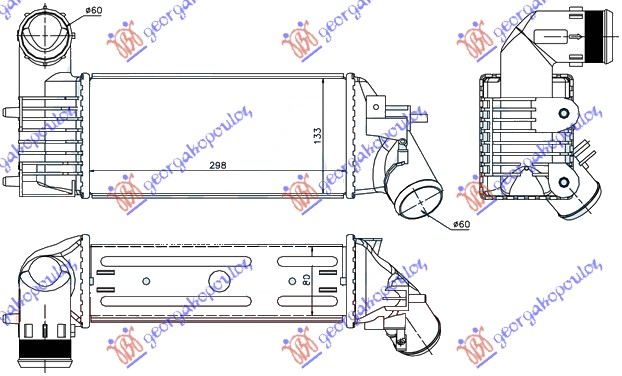 Peugeot 607 00-07 HLAD INTERCOOLER 2.0-2.2HDi (302x136x85)