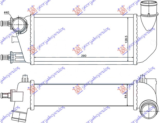 Ford ka 08-16 HLADNJAK INTERKULERA 1.3 JTDM-JTD (29x13x6.4)