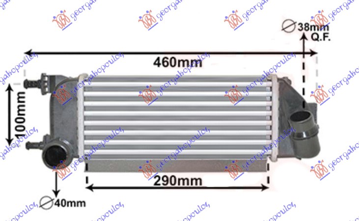 Fiat 500 07-15 HLADNJAK INTERKULERA 1.3 MJTD DIZEL (290x130x64)