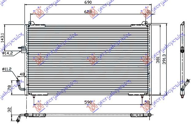 Peugeot 406 coupe 96-05 HLADNJAK KLIME BENZIN/DIZEL (65x38) 99-