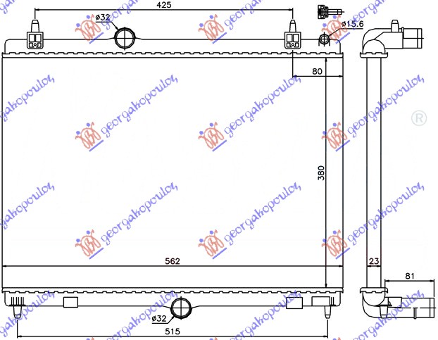 Peugeot 407 04-10 HLADNJAK MOTORA 2.0 HDi (38x56.7x28) 08-