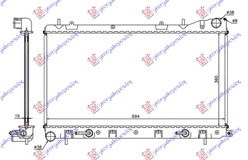 Subaru forester 02-08 HLADNJAK 2.0 S TUR. (360x680x16) AUTOM