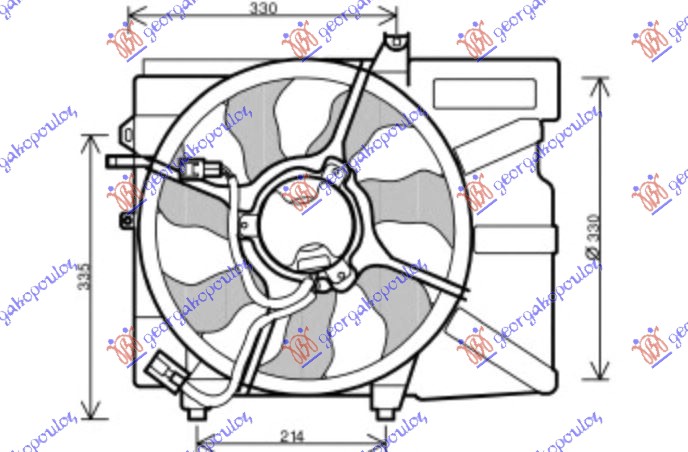 Hyundai getz 02-05 VENTILATOR BEN +/-AC DONJI NOSAC 215mm