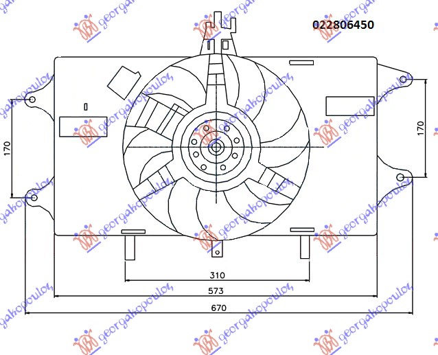 Fiat doblo 01-05 VENTILATOR KOMPLET (1.2 BENZIN) (-AC)