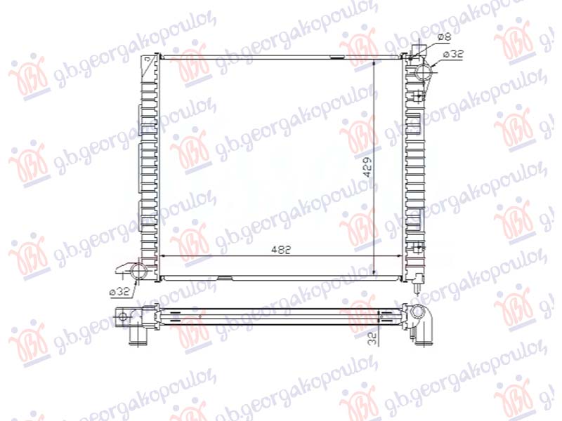 Land rover freelander 1998-2007 (l314) HLADNJAK MOTORA 2.0 DI DIZEL (-2000) - 2.0 DI DIZEL (Soft Top) (1998-2007) (MAN) (+/-AC) (484x429) (NRF)