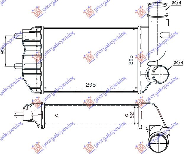 Fiat ducato 94-02 HLADNJAK INTERKULERA TURBO DIZEL (295x202x60)