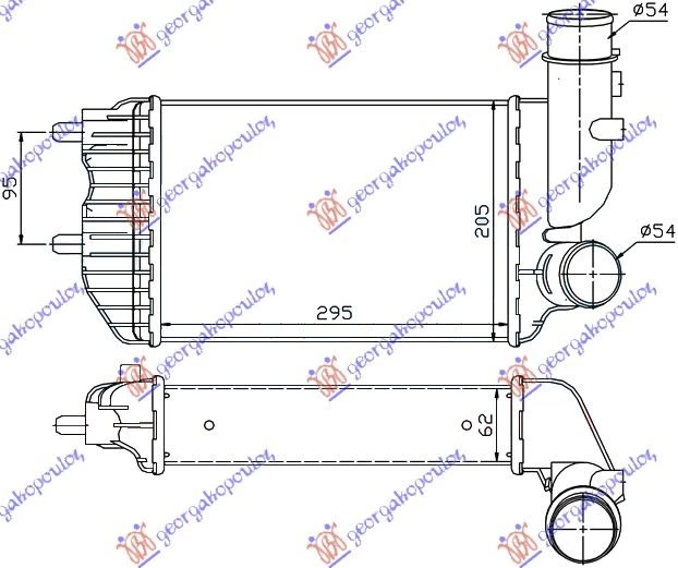 Peugeot boxer 94-02 HLAD INTERCOOLER TURBO DIZEL(295x202x60)