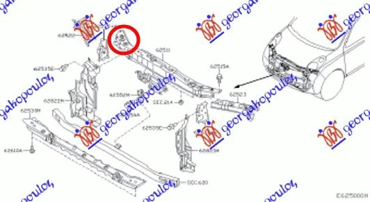 Nissan micra (k12) 02-10 VEZNI LIM GORNJI