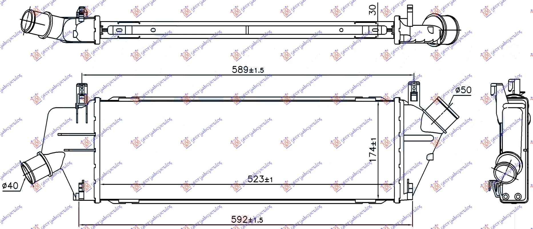 Nissan micra (k12) 02-10 HLADNJAK INTERKULERA 1.5 DCI (523x174x30) 05-