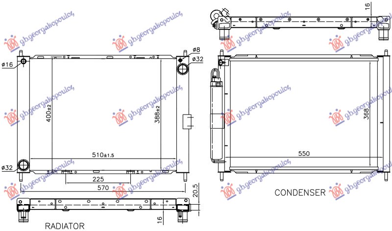 Nissan micra 2002-2010 (k12) HLADNJAK MOTORA I KLIME 1.5 DIZEL (510x388x16)