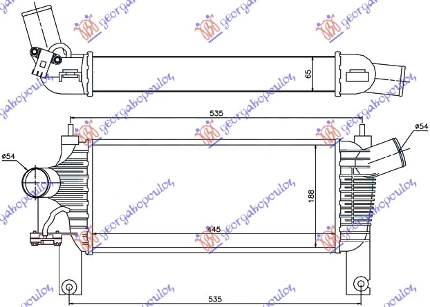 Nissan p/u (d40) navara 2wd-4wd 05-10 HLADNJAK INTERC. 2.5 DCI (44.3x19x64)