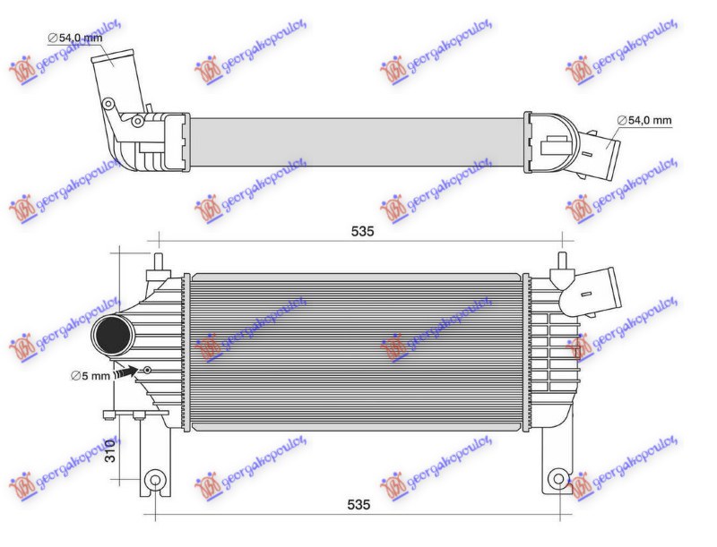 Nissan p/u (d40) navara 2wd-4wd 05-10 HLADNJAK MOTORA 2.5/3.0 DCI DIZEL (455x202)