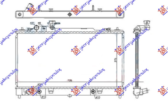 Mazda 6 2002-2008 (gg/gh/gy) HLADNJAK MOTORA 1.8/2.0 BENZIN (MANUELNI) (375x730x16) 05- (KOYO)