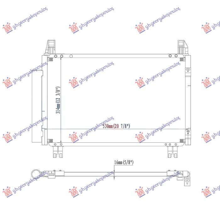 Toyota yaris ii 2005-2011 (p9) HLADNJAK KLIME 1.0 12v /1.3 VVTi BENZIN (515x325x16) JAPAN (MARELLI)