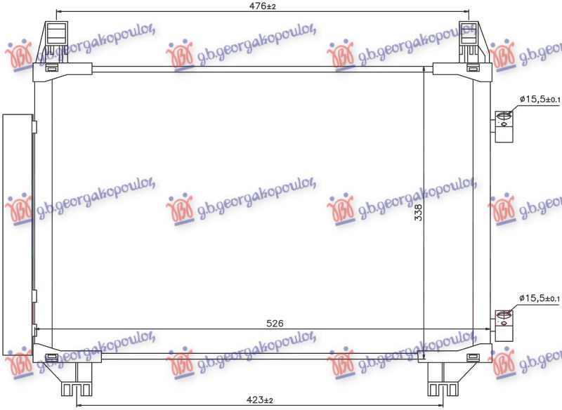 Toyota yaris ii 2005-2011 (p9) HLADNJAK KLIME 1.0 12v /1.3 VVTi BENZIN (515x325x16) FRANCUSKA (MARELLI)