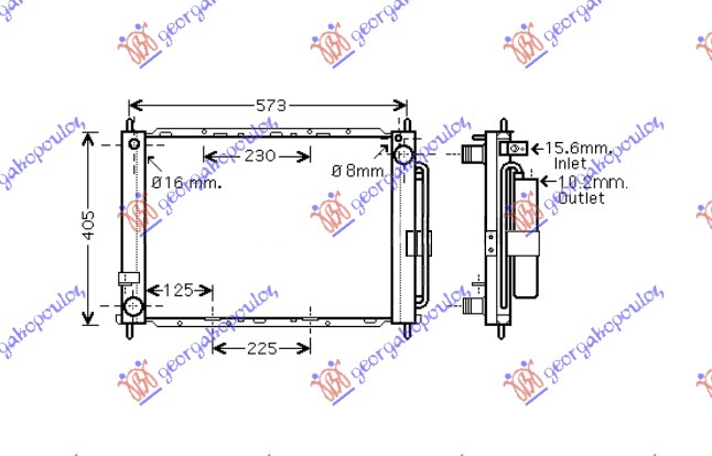 Renault modus 2005-2008 (f/jp0) HLADNJAK MOTORA I KLIME 1.4/1.6i/16V DCi (+AC) (51x38) (NRF)