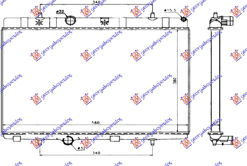 Citroen c2 2003-2008 (jm) HLADNJAK MOTORA BENZIN/DIZEL (38x56x2.7) (HELLA)