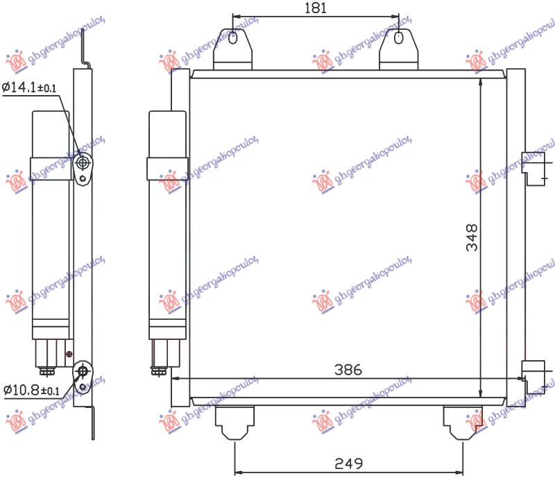 Citroen c1 2006-2012 (pm/pn) HLADNJAK KLIME 1.0 BENZIN - 1.4 HDi DIZEL (350x330x16) (KOYO)