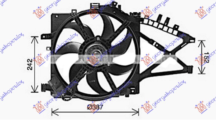 Opel combo 2000-2012 (tf0/tf1) VENTILATOR KOMPLET (1.3/1.7 CDTI DIZEL) (+/-AC) (387mm) (3 PIN) (NISSENS)
