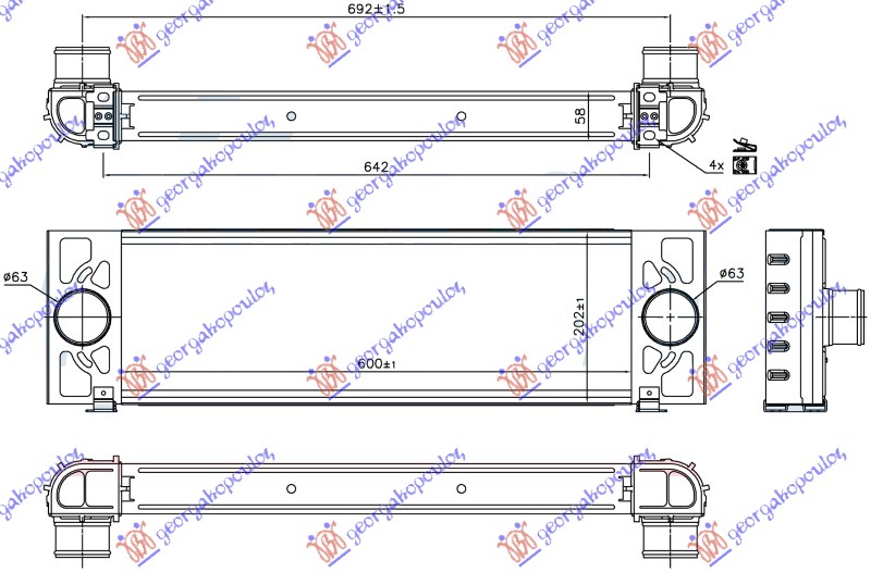 Ford transit 06-13 HLAD.INTERKULER2.2-3.2 TDCI (600x202x58