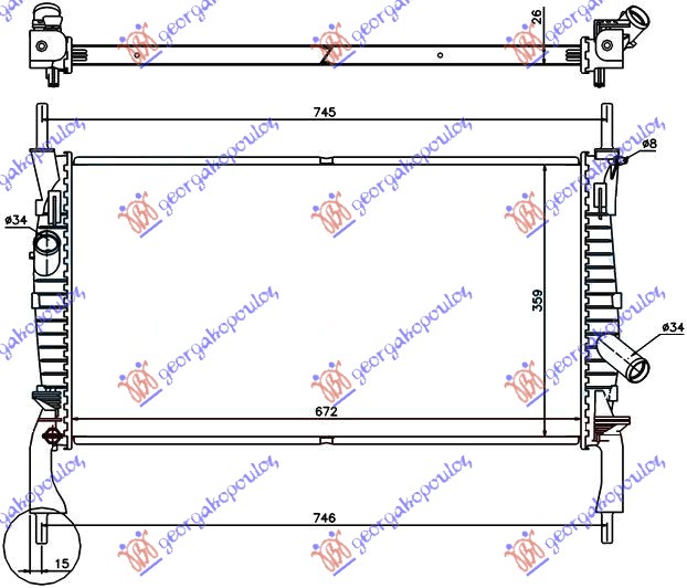 Ford transit 06-13 HLADNJAK MOTORA 2.2/2.3 TDCI 2.4i (-AC) (67x38)