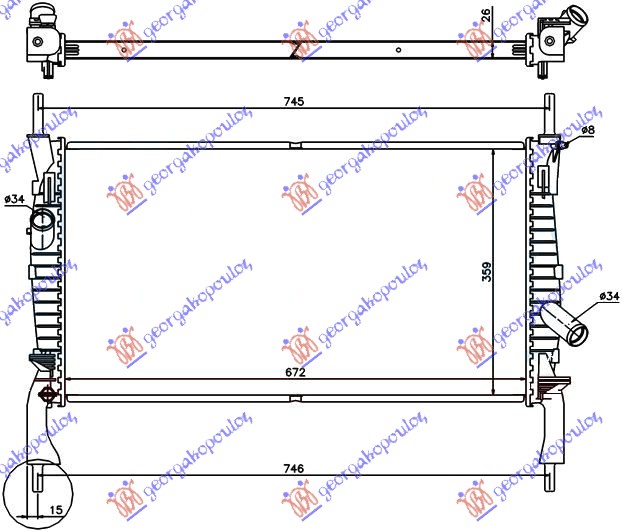 Ford transit 2006-2013 (fa/fb/fz/fc) HLADNJAK MOTORA 2.2/2.3 TDCI 2.4i (-AC) (67x38) (NRF)