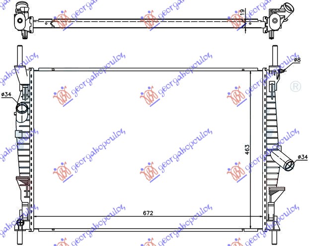 Ford transit 06-13 HLADNJAK MOTORA 2.2/2.4 TDCi (-AC) (67.5x45.5)