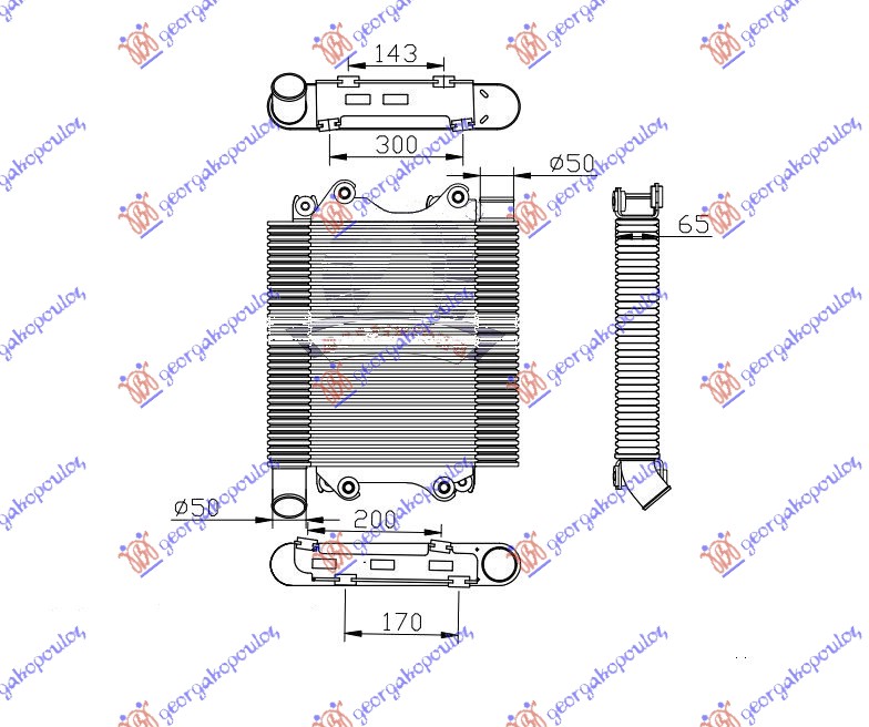 Isuzu p/u d-max 07-13 HLADNJAK INTERC 2.5/3.0 D DIZ(376x375x65