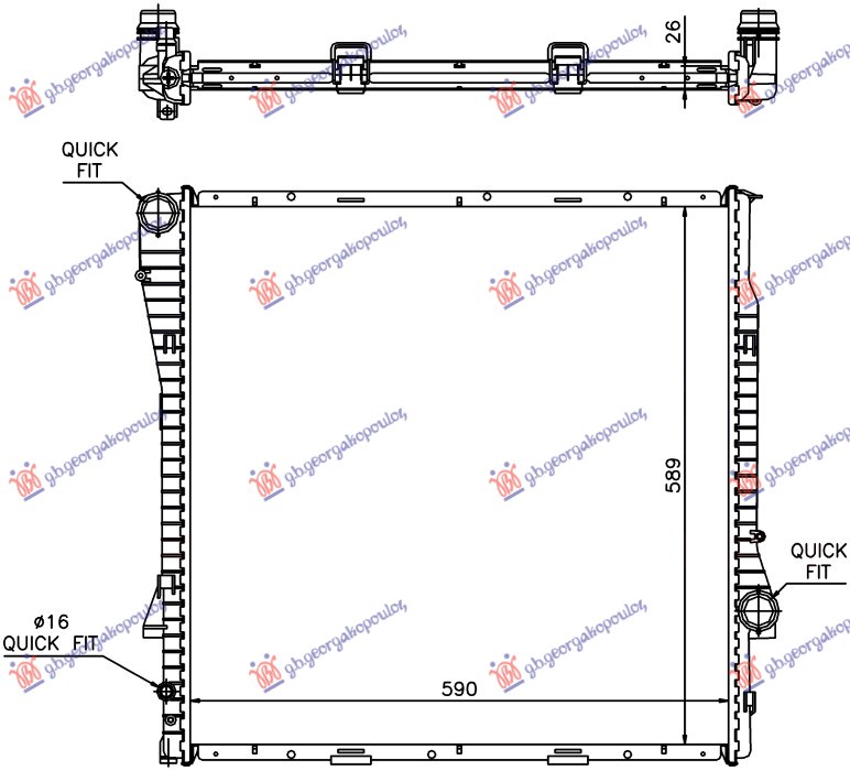 Bmw x5 2000-2007 (e53) HLADNJAK MOTORA 3.0 BENZIN/DIZEL (AUTO) (59x60x2.4) (NRF)